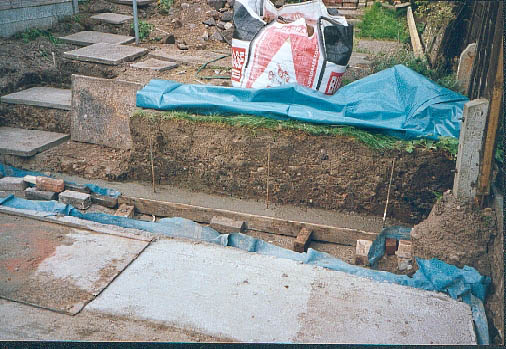 Building a retaining wall.